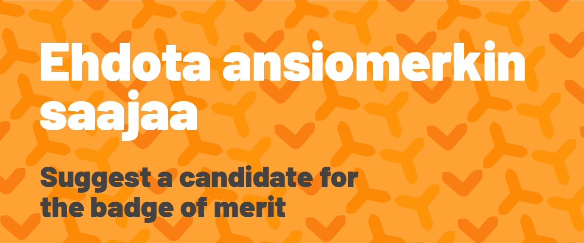 Ehdota ansiomerkin saajaa